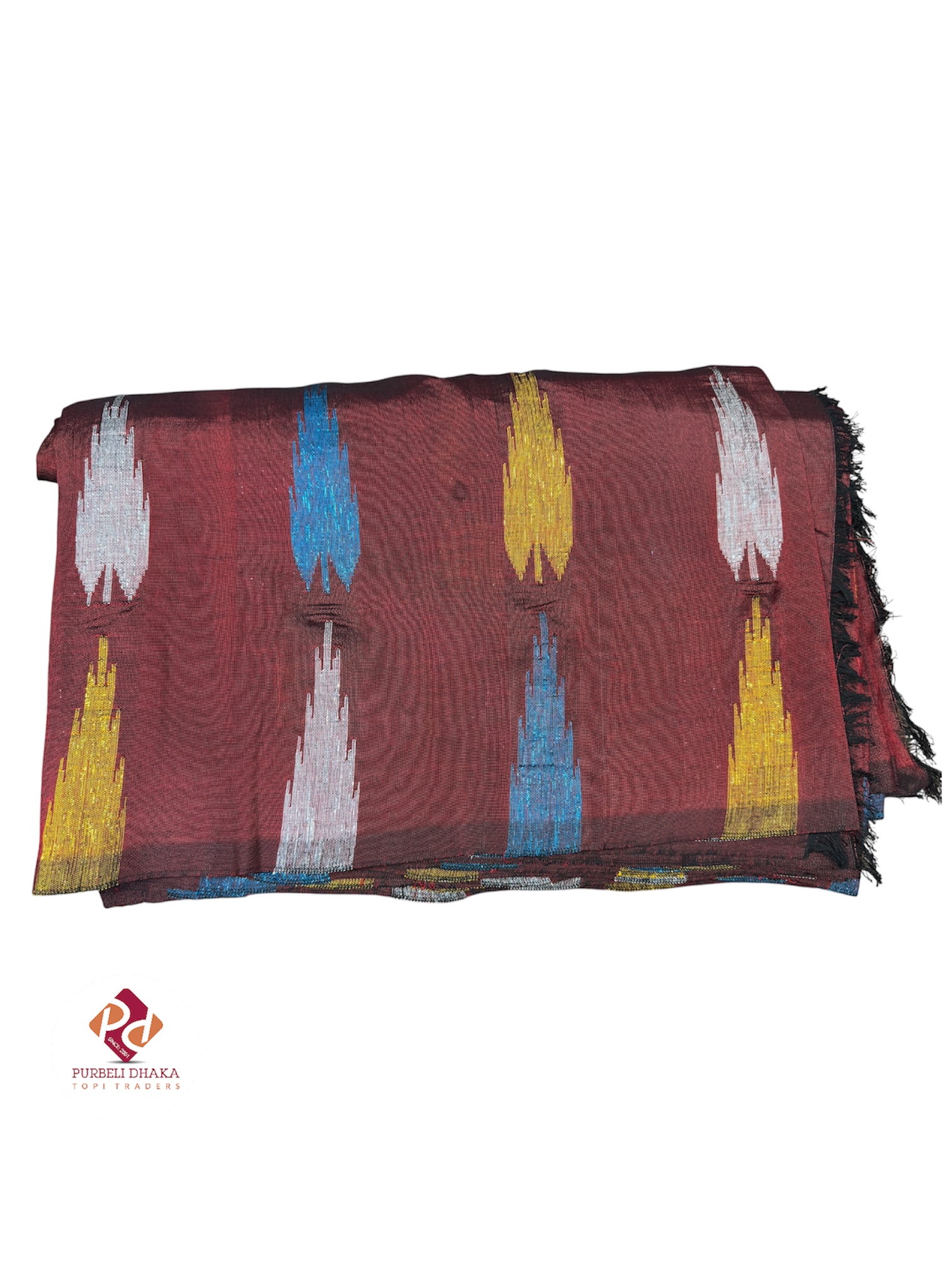 Leaves Maroon Silk Saree