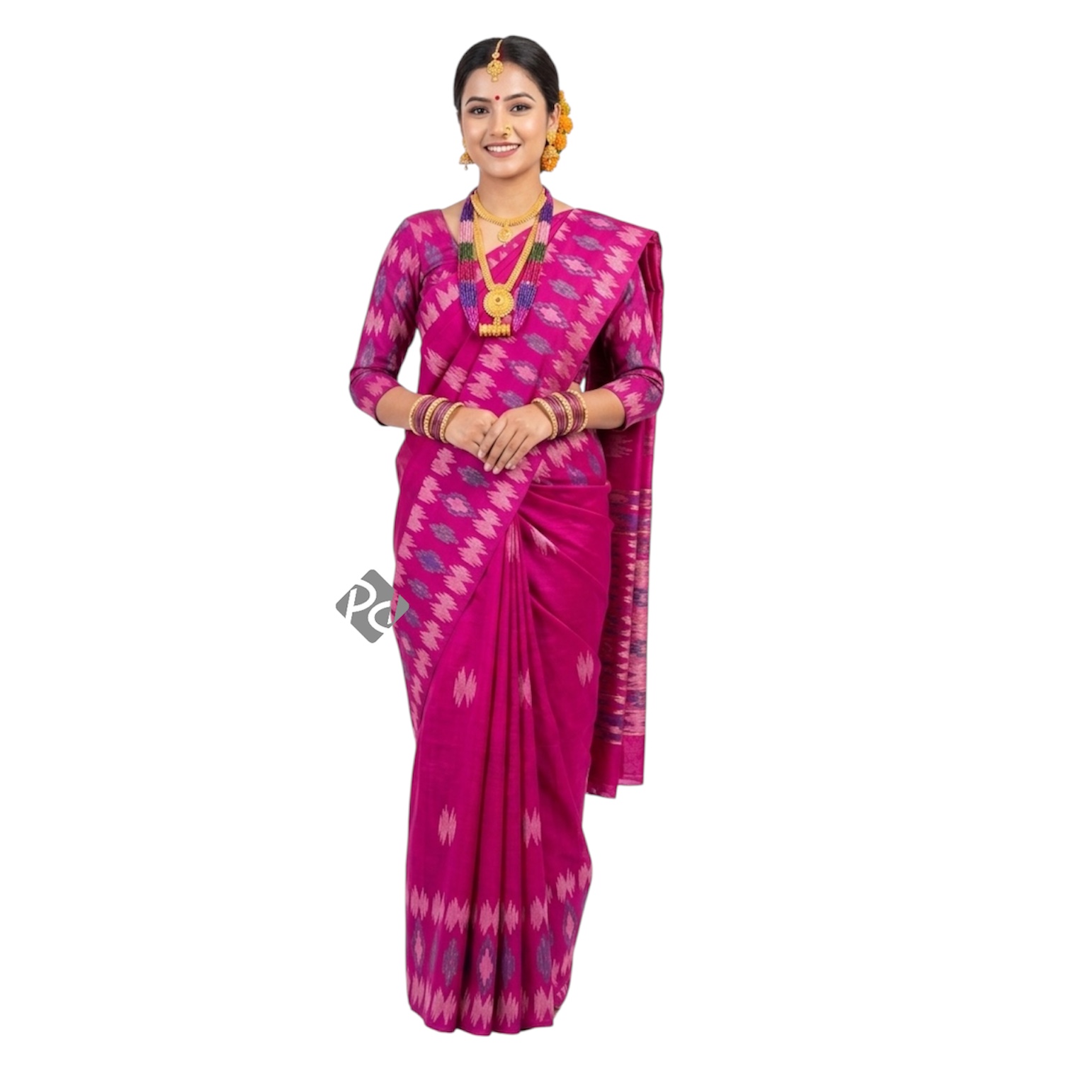 Magenta Butterfly Silk Saree